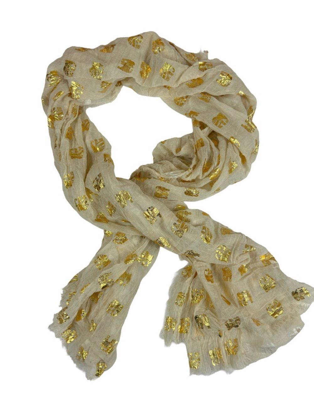 Shiraleah Cream Scarf with Gold Foil Accents